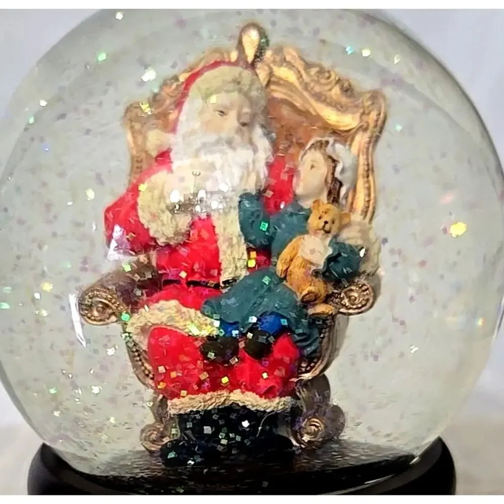 Threshold 2010 Snow Globe Sitting with Santa Musical 